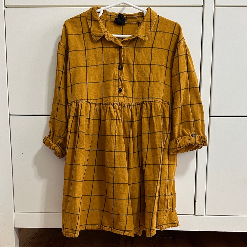 art class Mustard Plaid Collared dress